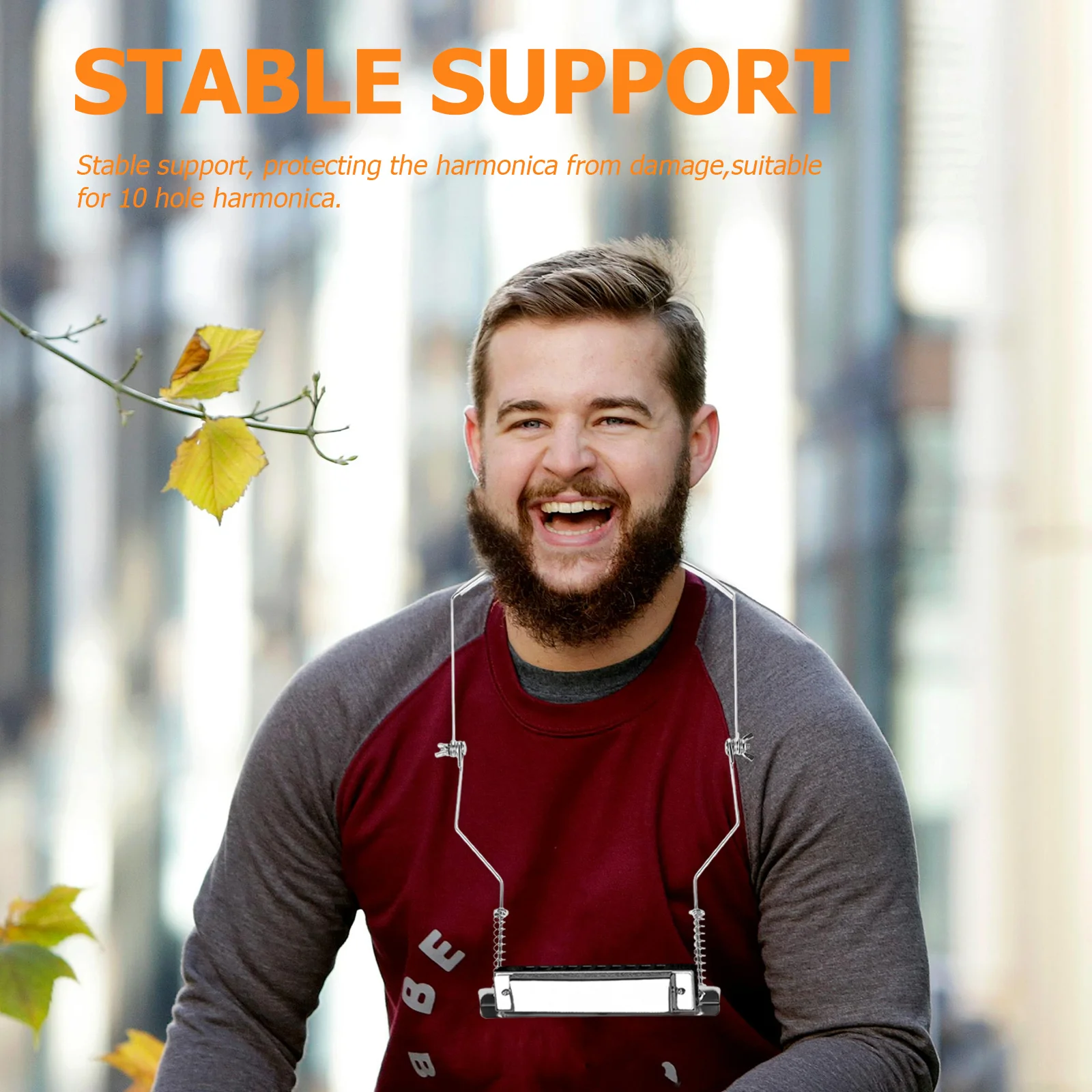 حامل هارمونيكا معدني ذو 10 فتحات، نوع معلق، دعم مستقر متين لممارسة الأداء، حامل رقبة هارمونيكا #3