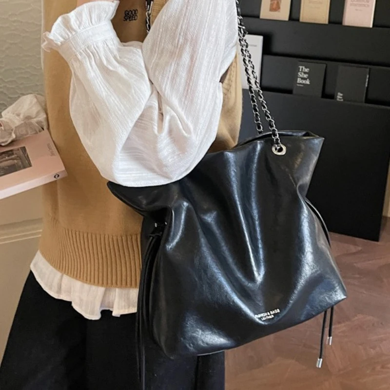 

Большая мягкая женская сумка-тоут, сумка-мешок на плечо, роскошная дизайнерская сумка в стиле ретро, популярная японская сумка