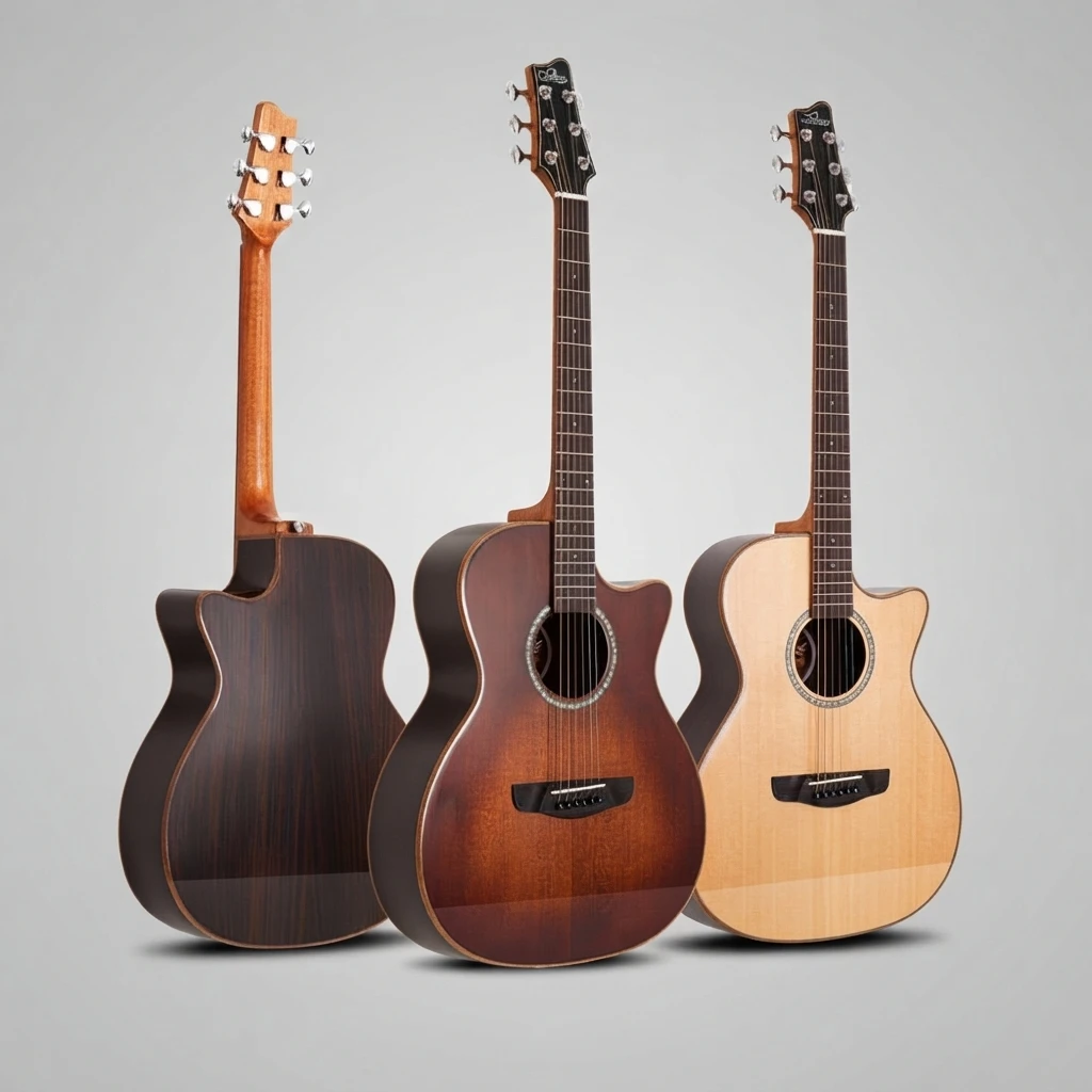 Acoustic Cutaway Folk Guitar,Solid Spruce Top Mahogany Back,Rosewood Fretboard Gloss Multi‑Finishes For Entry‑Level Players