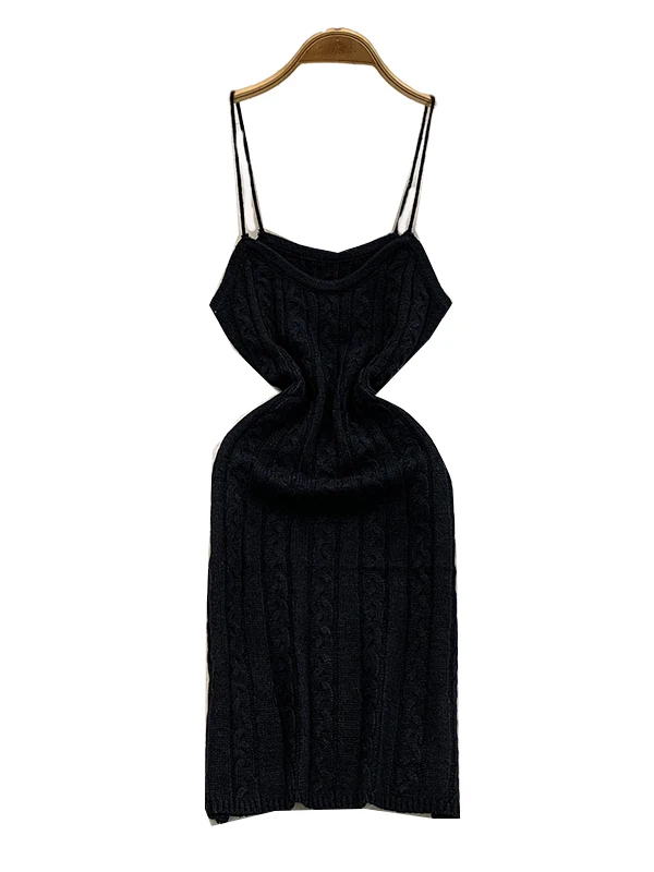 Slim Fit tricoté v-ne sangle Dr femmes taille haute orth jupe Sexy bout à bout améliorant été nouveau Sle pur désir Faion