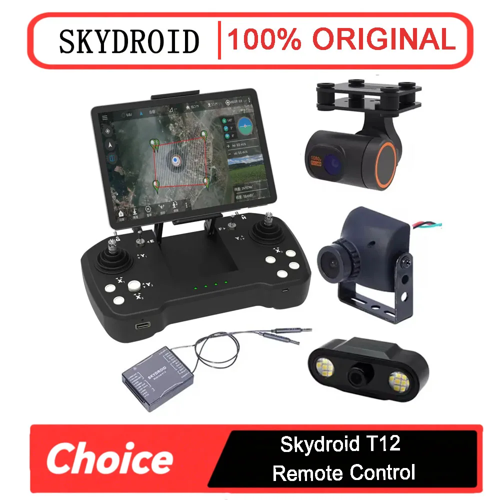 

Skydroid T12 Remote Kit: Triple Gimbal Cam, 20km FHSS Transmission, Night Vision, R12 RX for Agricultural Drone Spray System