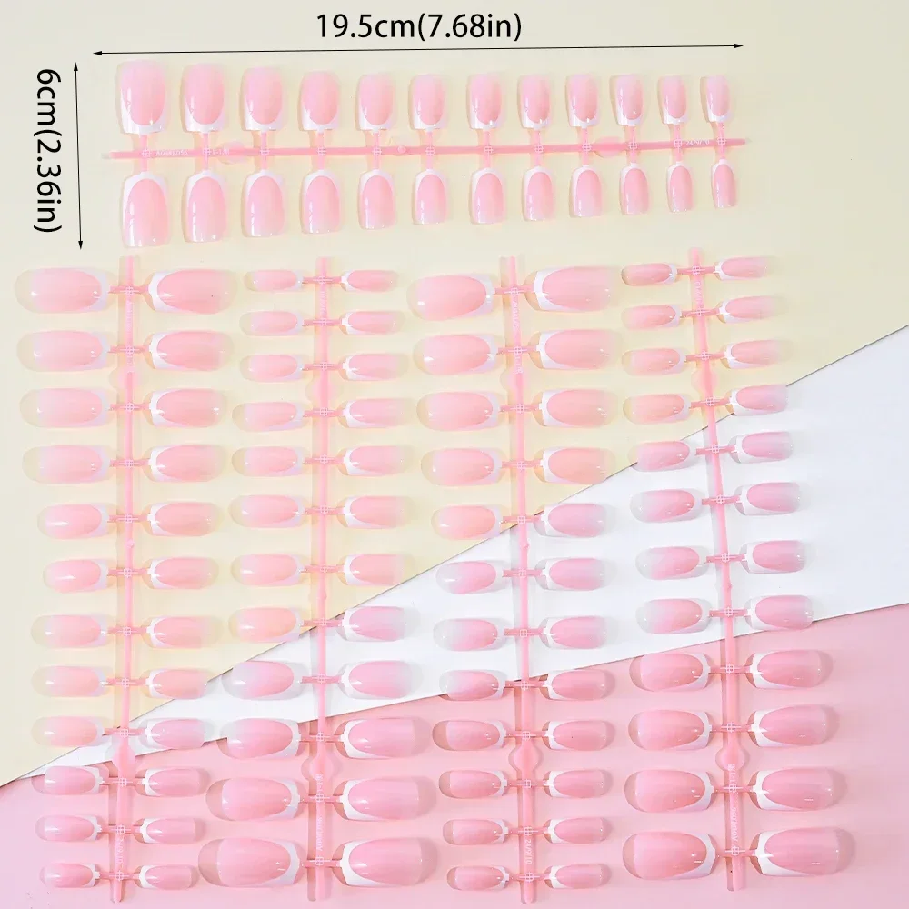 120 Stück kurze, quadratische, französische Kunstnägel in glänzendem Rosa, vollständige Abdeckung, tragbare Press-on-Nägel, tragbare Acryl-Kunstnägel. # – Detail 12