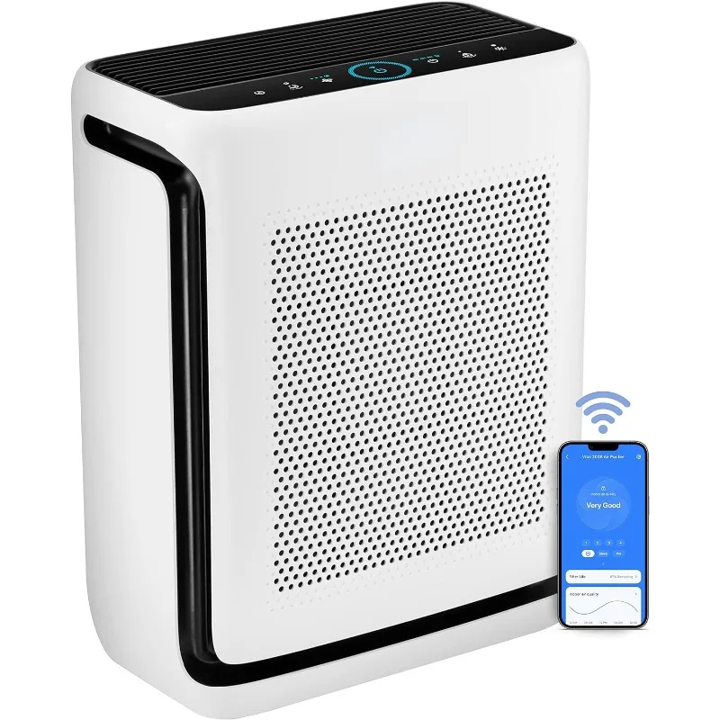 

Air Purifiers for Home Large Room Up to 1800 Ft² in 1 Hr with Washable Filters, Air Quality Monitor, Smart WiFi, HEPA Sleep Mode