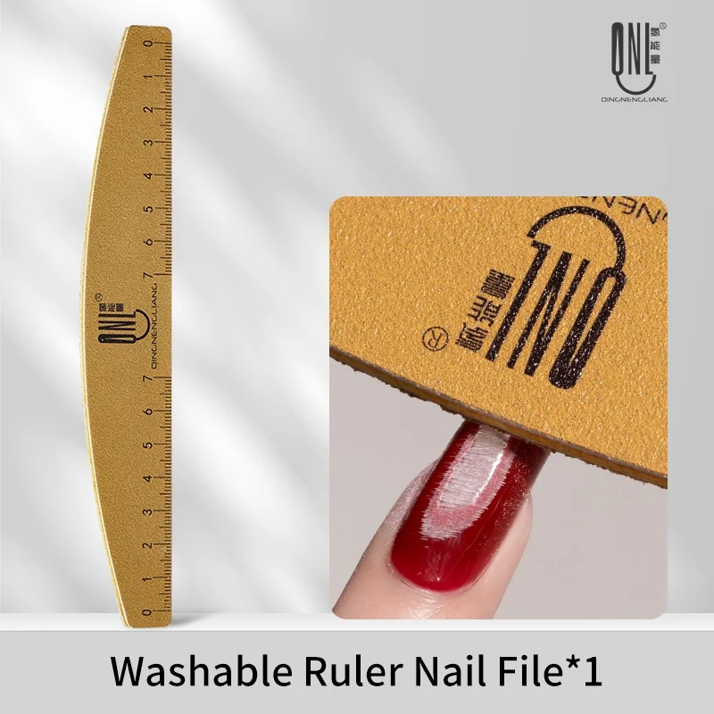 Doppelseitige Nagelfeilen-Pufferkörnung, waschbar, mit Lineal, Skala, Formvorlagen, professionelles Maniküre-Werkzeug für den Heimgebrauch im Salon