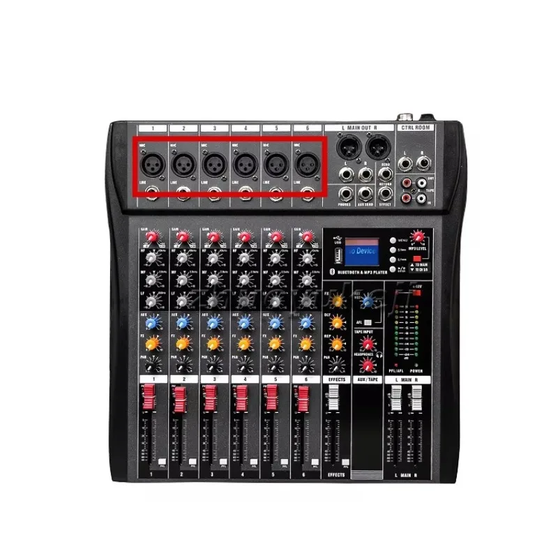 Sound mixer 6-channel series Bluetooth function audio mixer console with USB mini DJ mixer