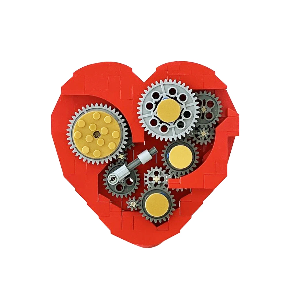 Gobricks MOC Clockwork Heart Bricks Conveyor Time Building Block Set Educational Toys For Valentine's Day Surprise Gift
