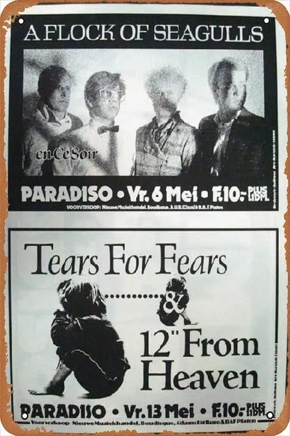 A Flock of Seagulls / Tears for Fears Amsterdam 1983 Music Posters Vintage Metal Tin Signs Modern Wall Decoration for Bedro