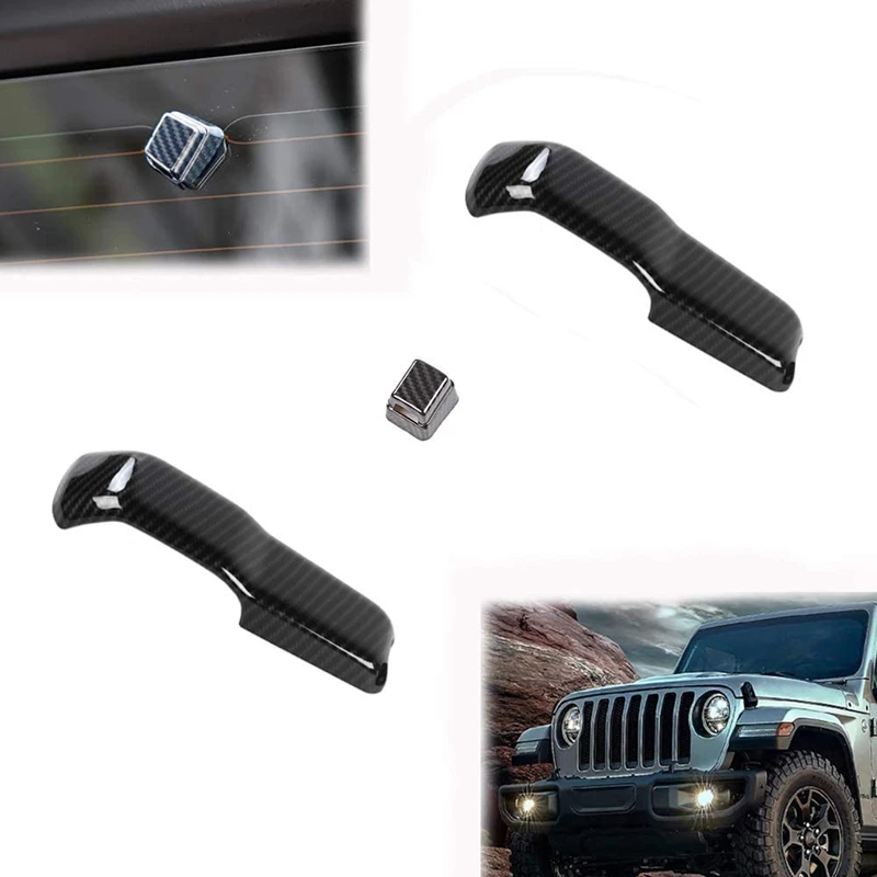 Engine Hood Hinge Cover & Rear Rain Wiper Nozzle Cover Trim ABS For Jeep Wrangler JL 2018-2020 Gladiator JT 2020