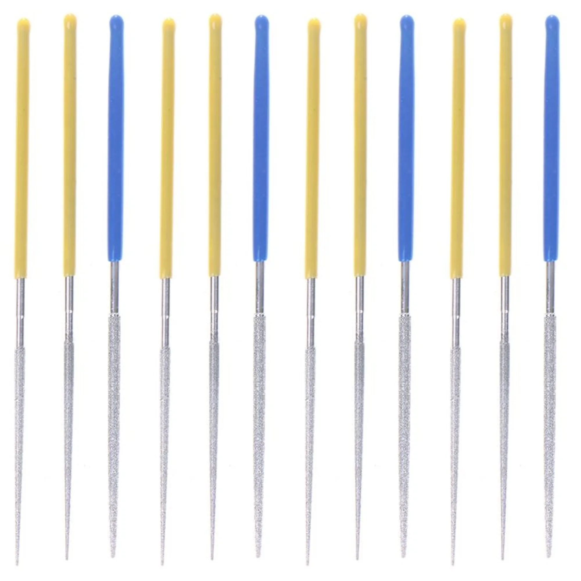 Yellow Blue 2mm Small Round Diamond Needle Files Alloy Files Hand Tools For Grinding Metal Jewelry Jade Stone Wood
