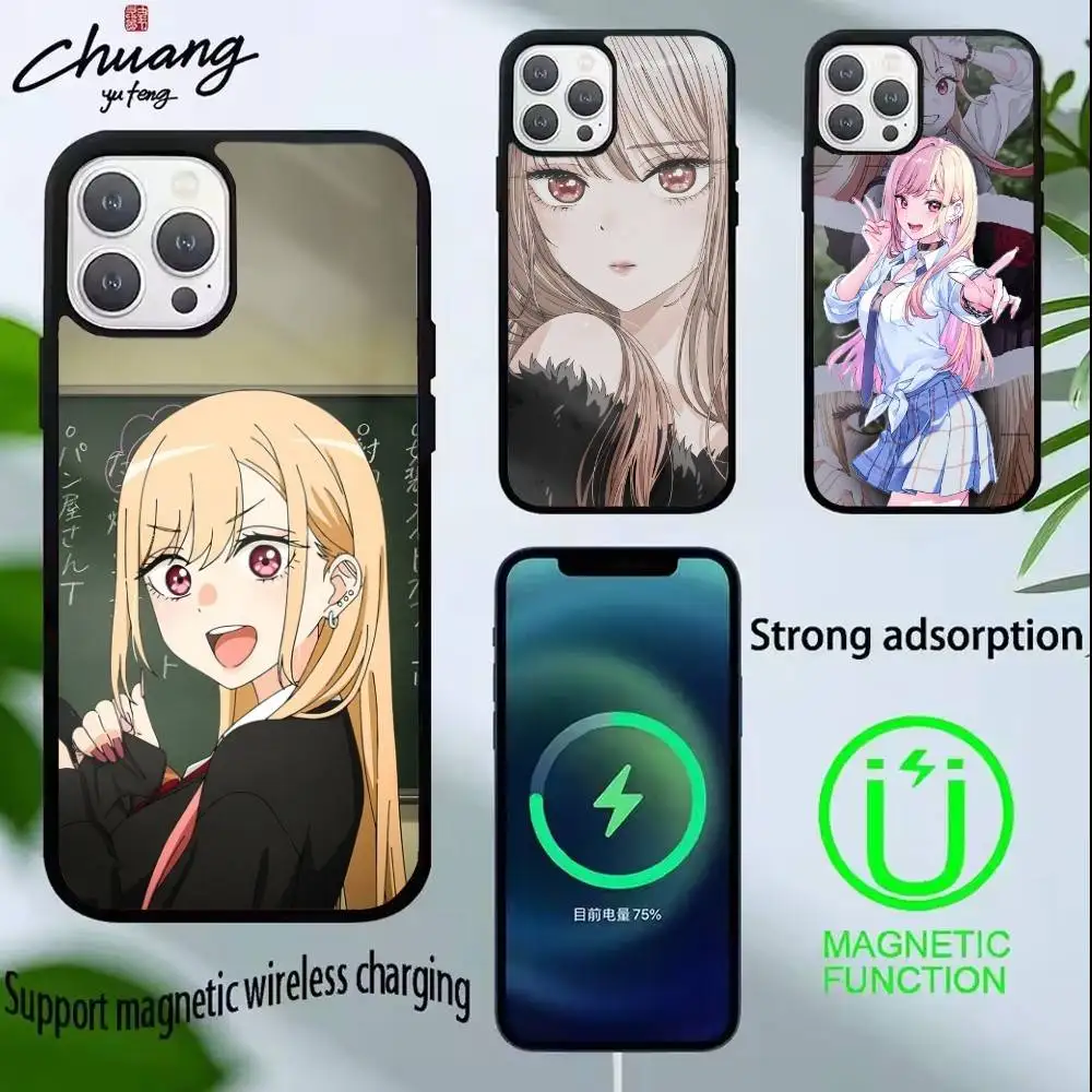 

H-Darling Marin Kitagawa Colorful Silver Phone Case For iPhone 14,16,15,13,17,12,Plus,Pro,Max Magnetic For Magsafe Frosted Cove