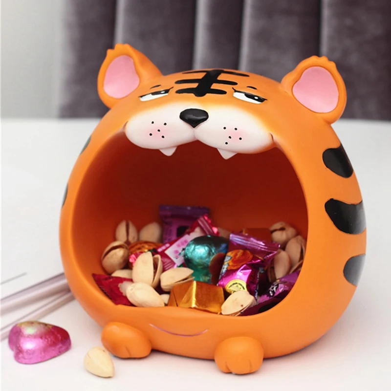 Storage Tray Tiger Year Mascot Lucky Meng Fu Tiger Storage Cabinet Home Decoration Tiger Storage Bucket