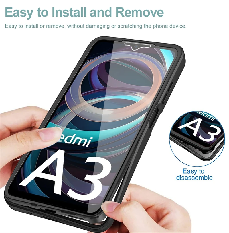 Innovative Buckle Design Case for Xiaomi Redmi A3 RedmiA3 4G 360 Full Protection Double Side Cover Clear Phone Case for Redmi A3