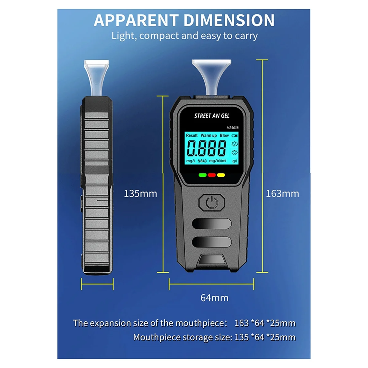 AA98 New H33 Portable Alcohol Tester Portable Alcohol Tester Blow-Type Alcohol Tester for Drunk Driving Measurement