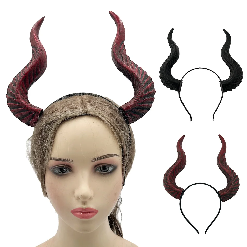 Devil Demon Horn Headpiece Cosplay Animal Black Sheep Gothic Horns Headband Halloween Party Costume Headwear Props Gifts
