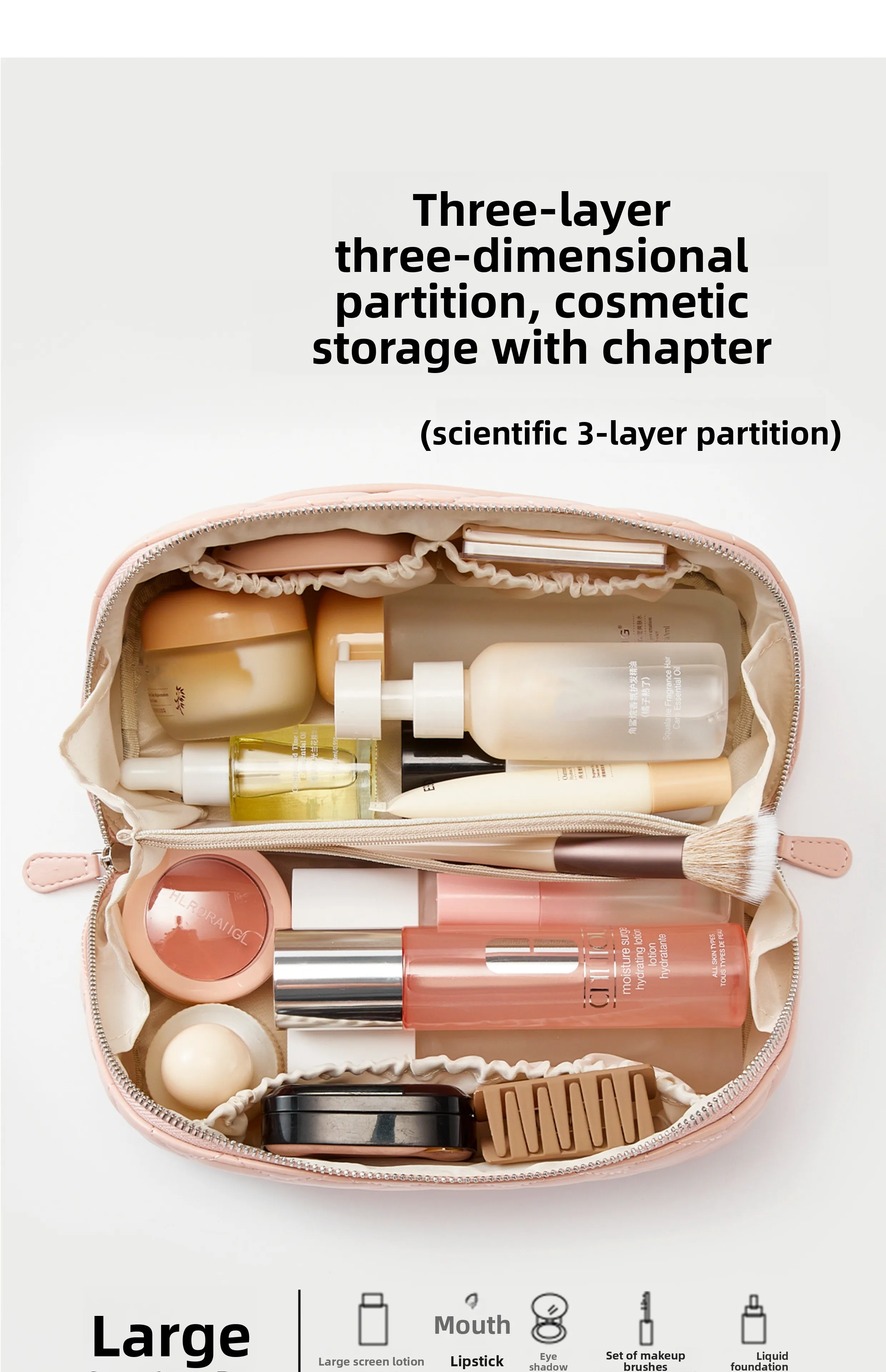 Makeup Bag for Women New High-End Light Luxury High-End Large Capacity Portable Travel Storage Bag Bag Accessories