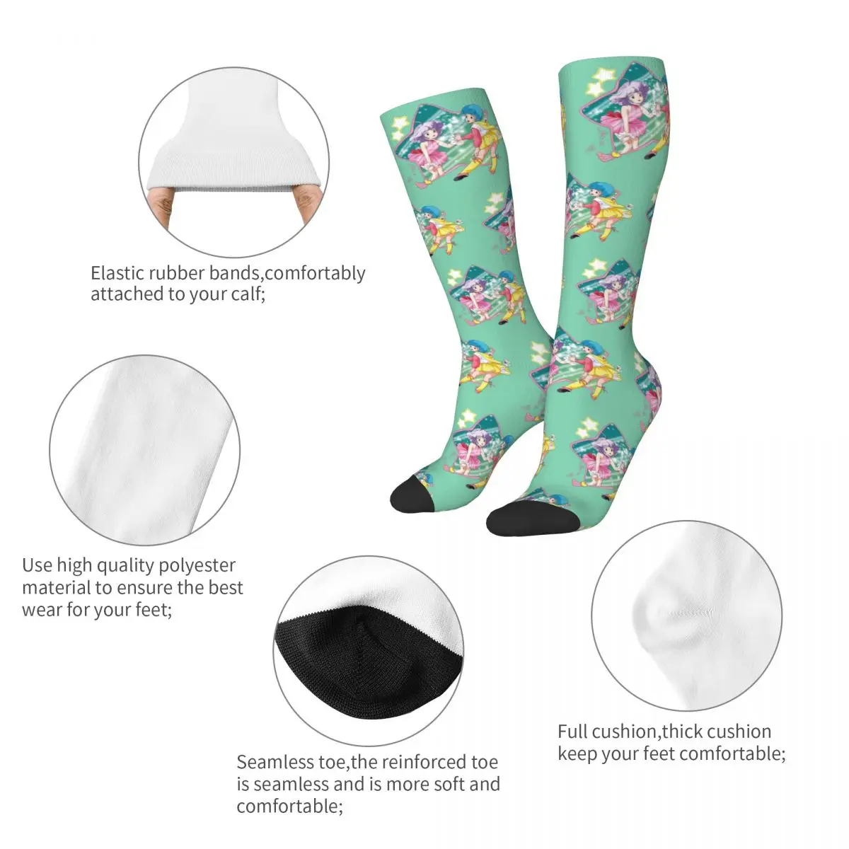 Chaussettes miroir mami crémeuses pour hommes et femmes, bas Harajuku, chaussettes longues toutes saisons, accessoires pour cadeau d'anniversaire, haute qualité