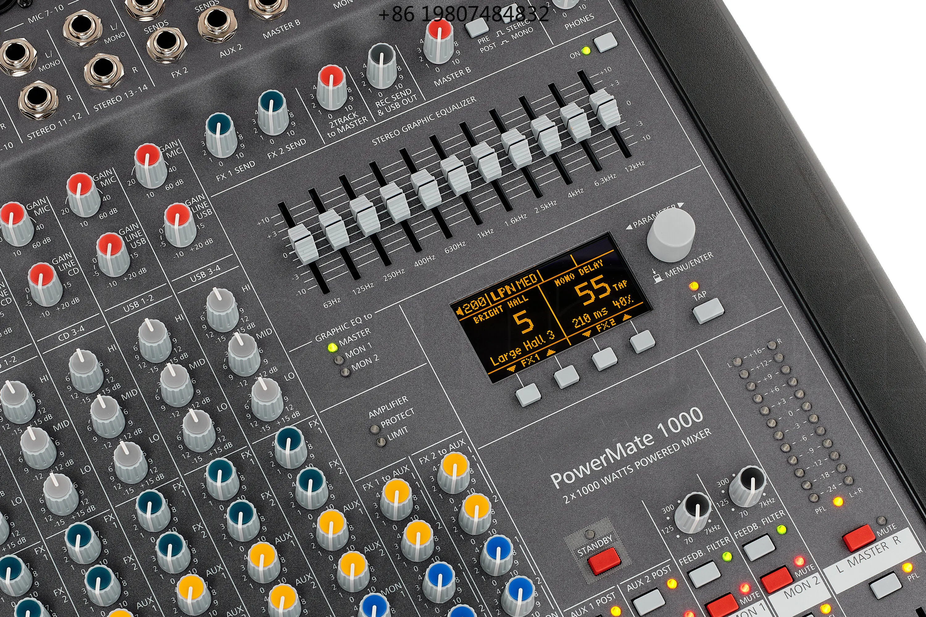 

D Amplifier Dual DSP Effects for Stage Church Professional 10 Channel Powered Audio Mixer PM1000-3 with 2000W Class
