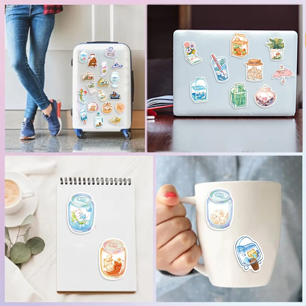 Pegatinas de dibujos animados para botella INS, calcomanías estéticas bonitas para monopatín, funda de teléfono, diario, decoración creativa divertida, 10/30/50 piezas