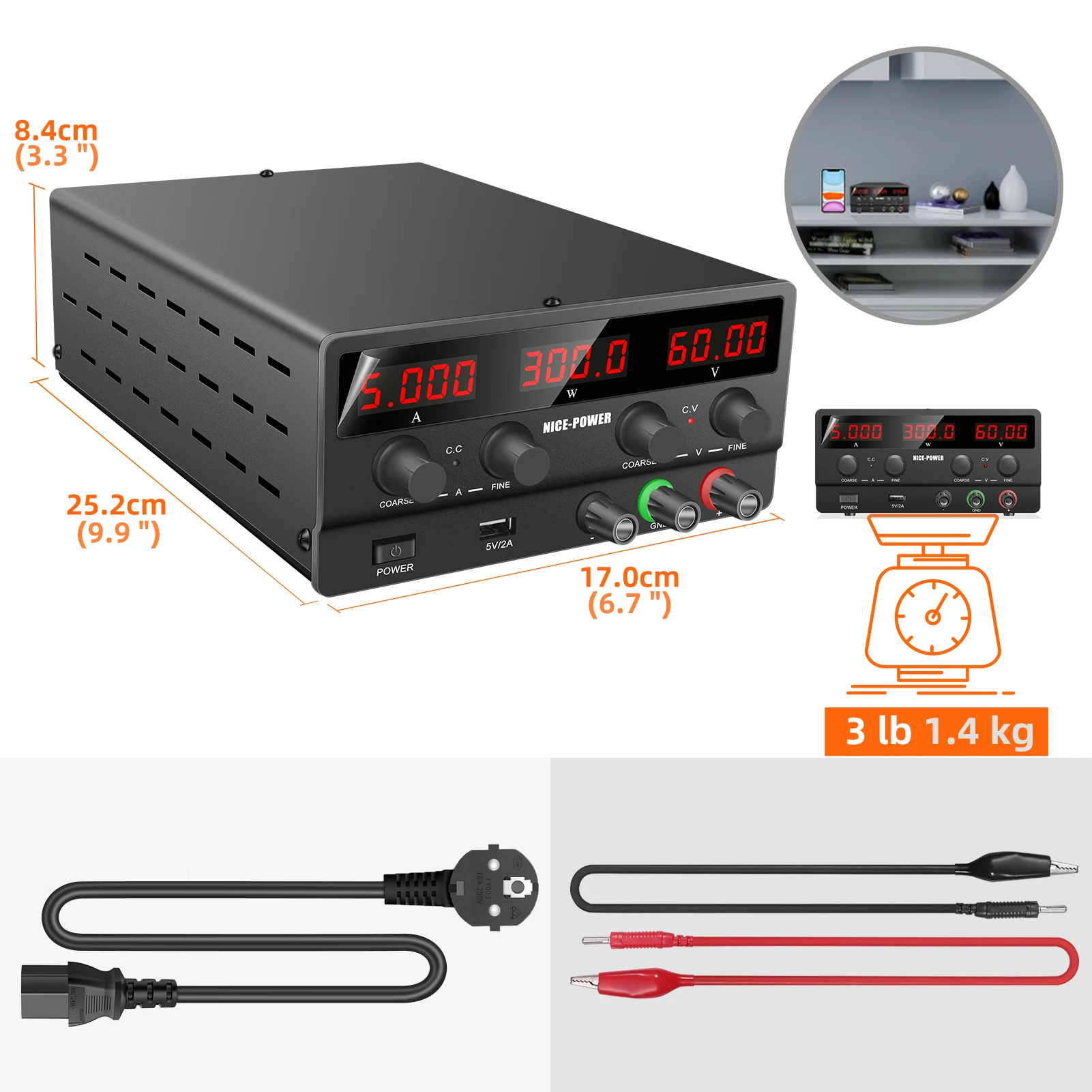 NICE-POWER SPS-H605 DC Power Supply Adjustable Voltage and Current Degradation Mini 60V 5A Precision Switching Power Supply