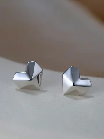 ORSA JEWELS 로맨틱 925 스털링 실버 하트 스터드 귀걸이 미니멀리즘 디자인 그녀를위한 달콤한 스타일 발렌타인 선물 APE138
