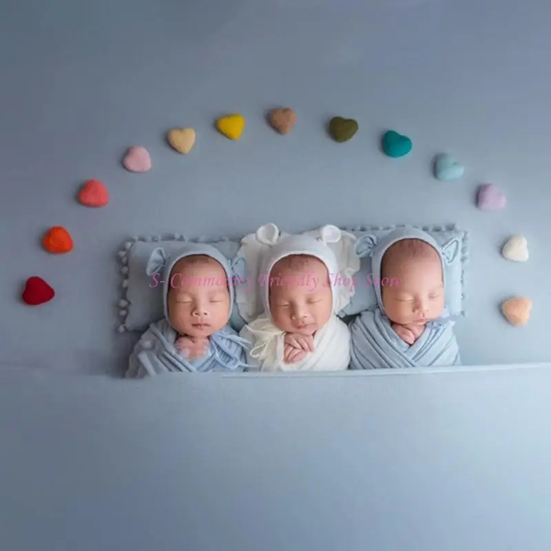 85AE 5/6/9 Pcs DIY Handmade Baby Felt Love Heart Stars Ornaments Home Party Decorations Newborn Photography Props