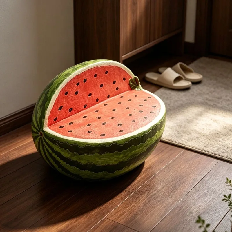 Household creative fruit shoe changing stool, solid wood low stool at the entrance, shoe stool at the door, simple pedal stool