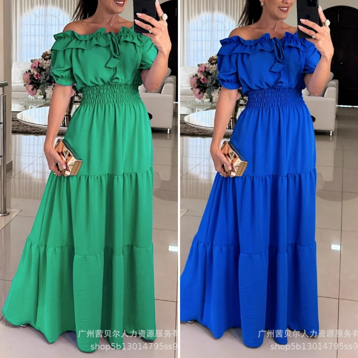 

Long Dress Women Dresses Off Shoulder A Line Vestidos Short Sleeve Elegant Splice Y2k Streetwear High Waist Party Night 2025