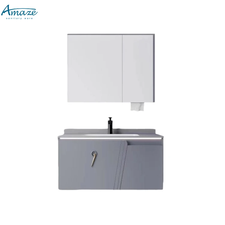 China Factory Customize Modern Bath Furnature Wall Mounted Bathroom Cabinet Vanity With Sink