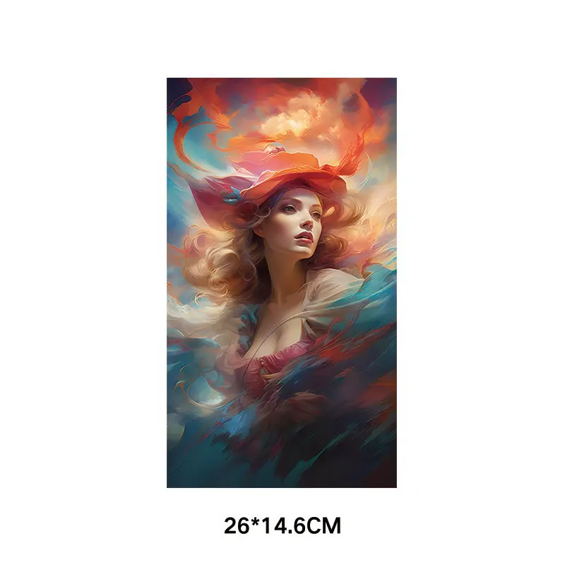 26CM Art photos of nature and beautiful girls Heat Transfer Vinyl Patches Stickers Thermal for Clothing DIY T-shirt Applique