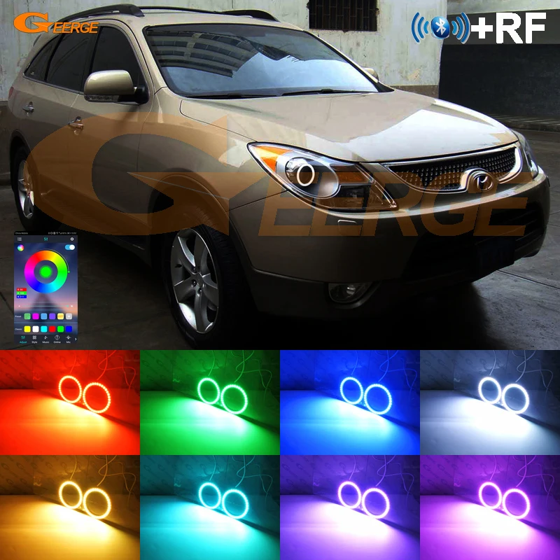 

For Hyundai Veracruz Ix55 2007 - 2012 BT App RF Remote Control Multi-Color Ultra Bright RGB LED Angel Eyes Kit Halo Rings