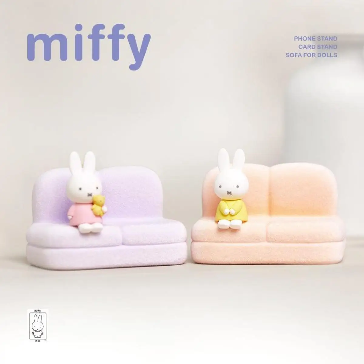 Miffy Rabbit Kawaii Cartoon Figurine Desktop Ornament Cute Anime Sofa Model Mobile Phone Stand Gift for Friends