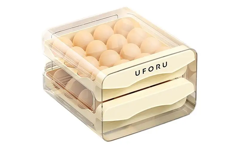 Double-Layer Egg Holder With Large 32-grid Capacity Multifunctional Egg Holder Rack Fridge Eggs Storage Box for Refrigerator