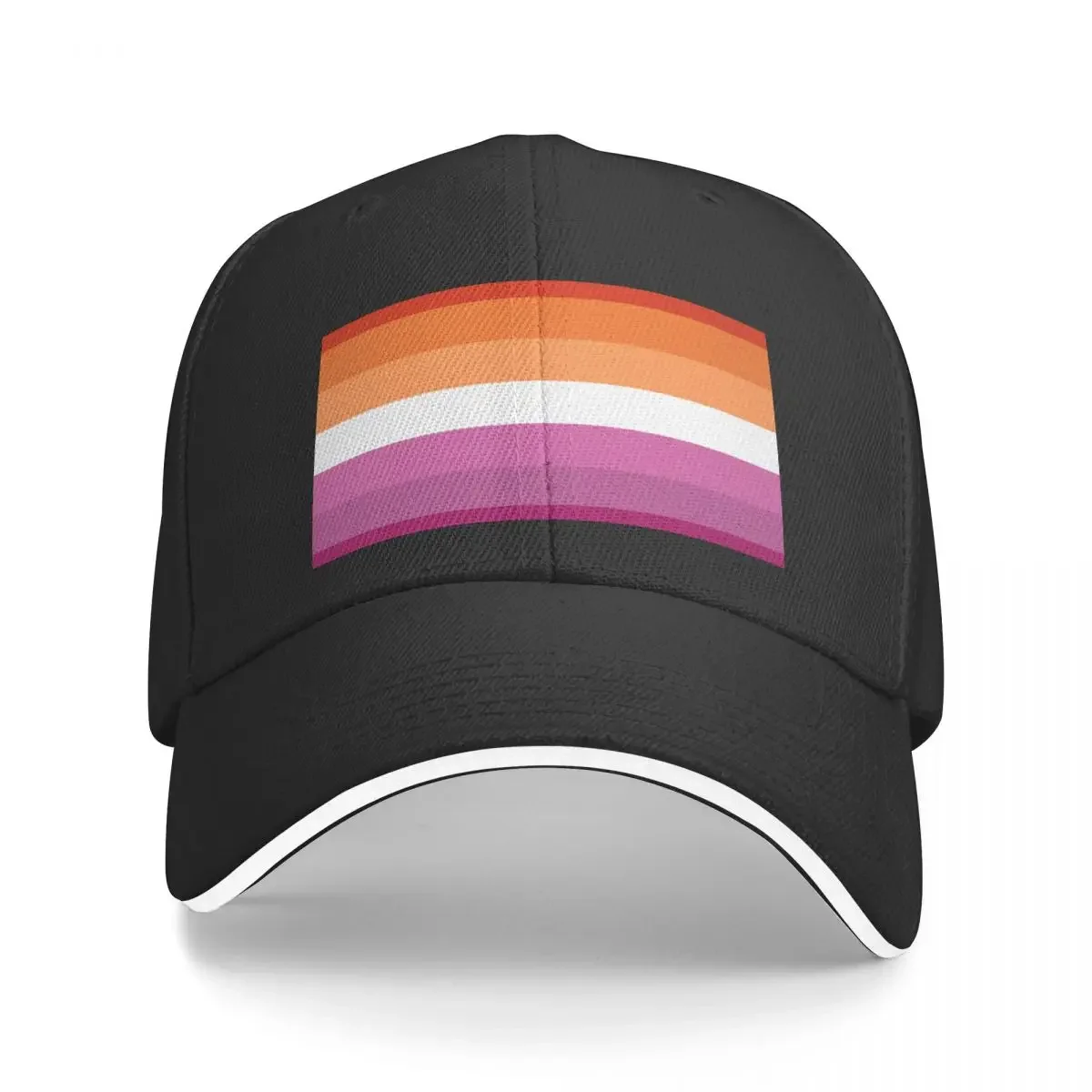 Orange - Magenta Lines // Lesbian Pride Flag // Butch Femme Pride Flag Baseball Cap Military Cap Man Women Men's