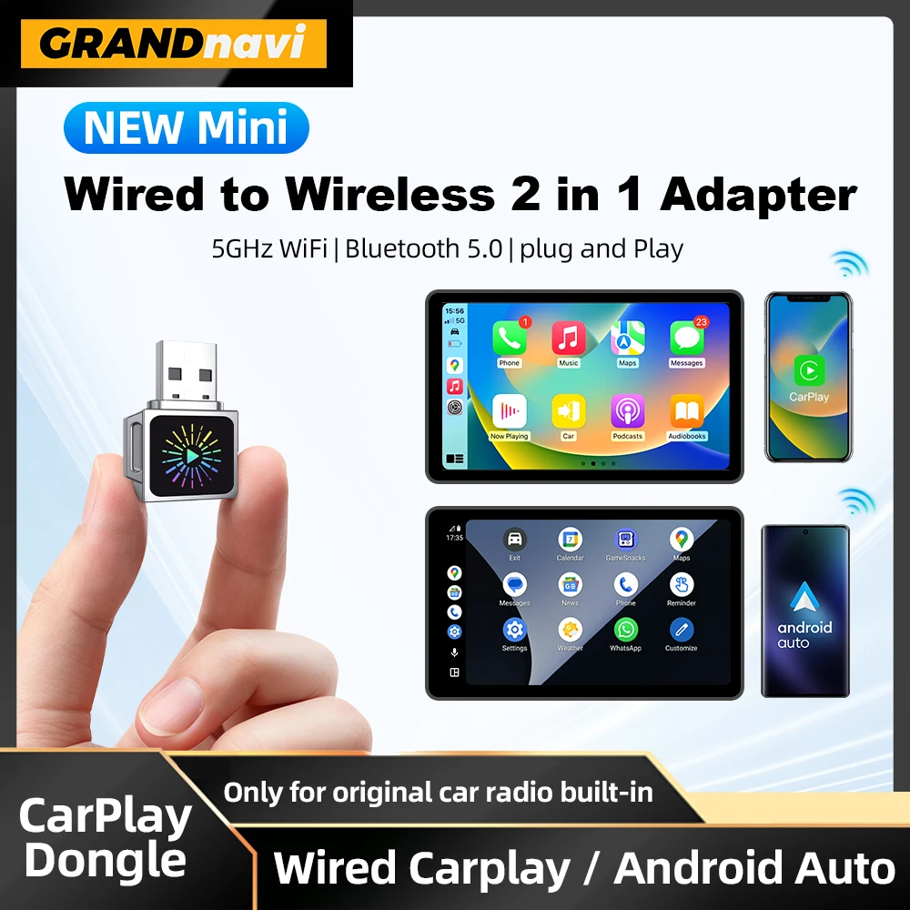 

Универсальный 2в1 беспроводной CarPlay Android Auto USB-адаптер Dongle Smart Mini Box Plug Play для VW Toyota Nissan Honda Ford Benz