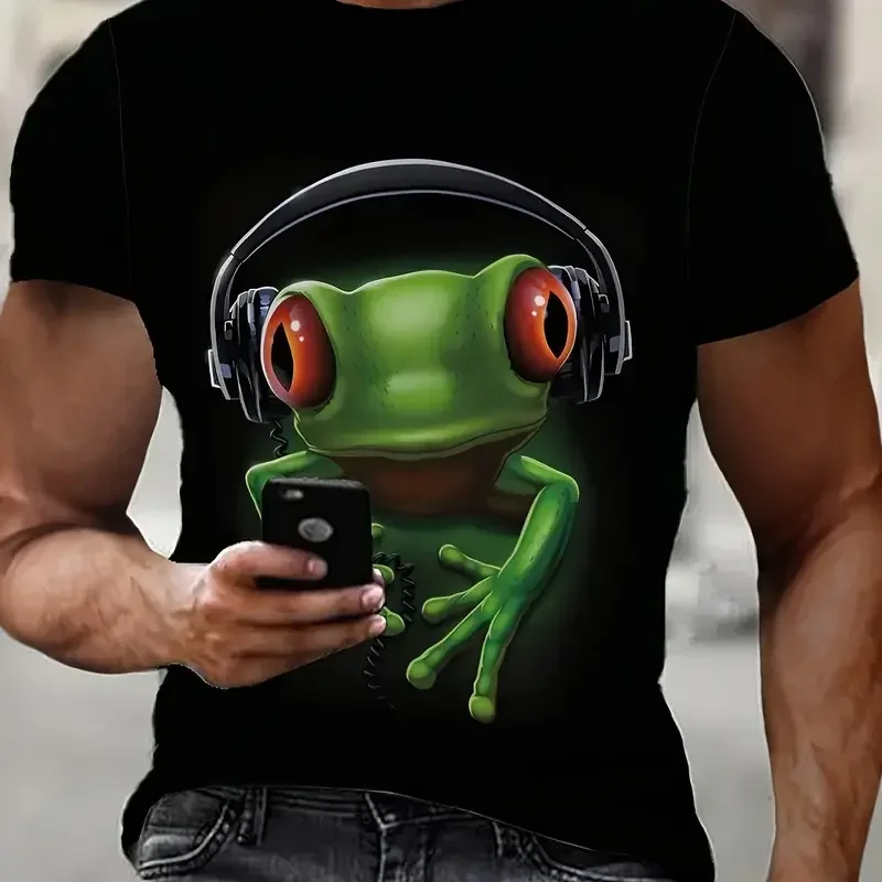 Tree Frog Graphic T-Shirt For Men Funny Short Sleeve Tees Top Summer Primitive Forest Animal Tshirt Print Casual Men's Clothing