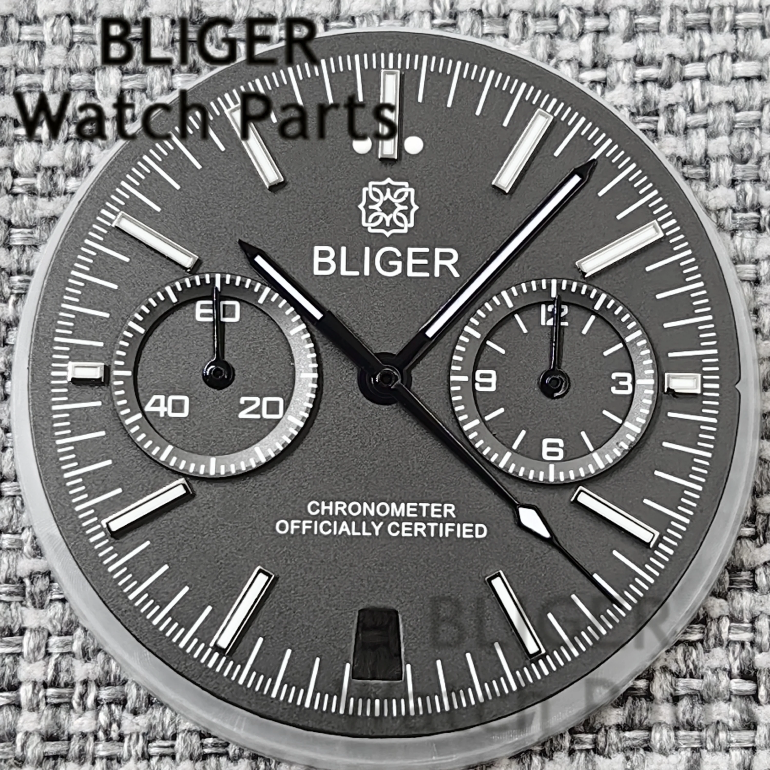 Запчасти для часов BLIGER, 31,5 мм, серый, Pelagos BRFXD, хронограф VK64, циферблат с 5-контактными стрелками VK64, зеленый светящийся механизм VK64