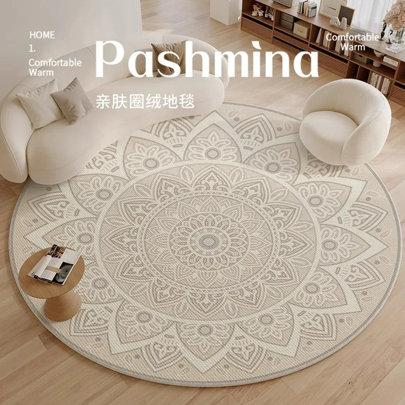 Carpet, living room, sofa, thickened leave-in wipeable bedroom, autumn and winter home retro coffee table, new round floor mat