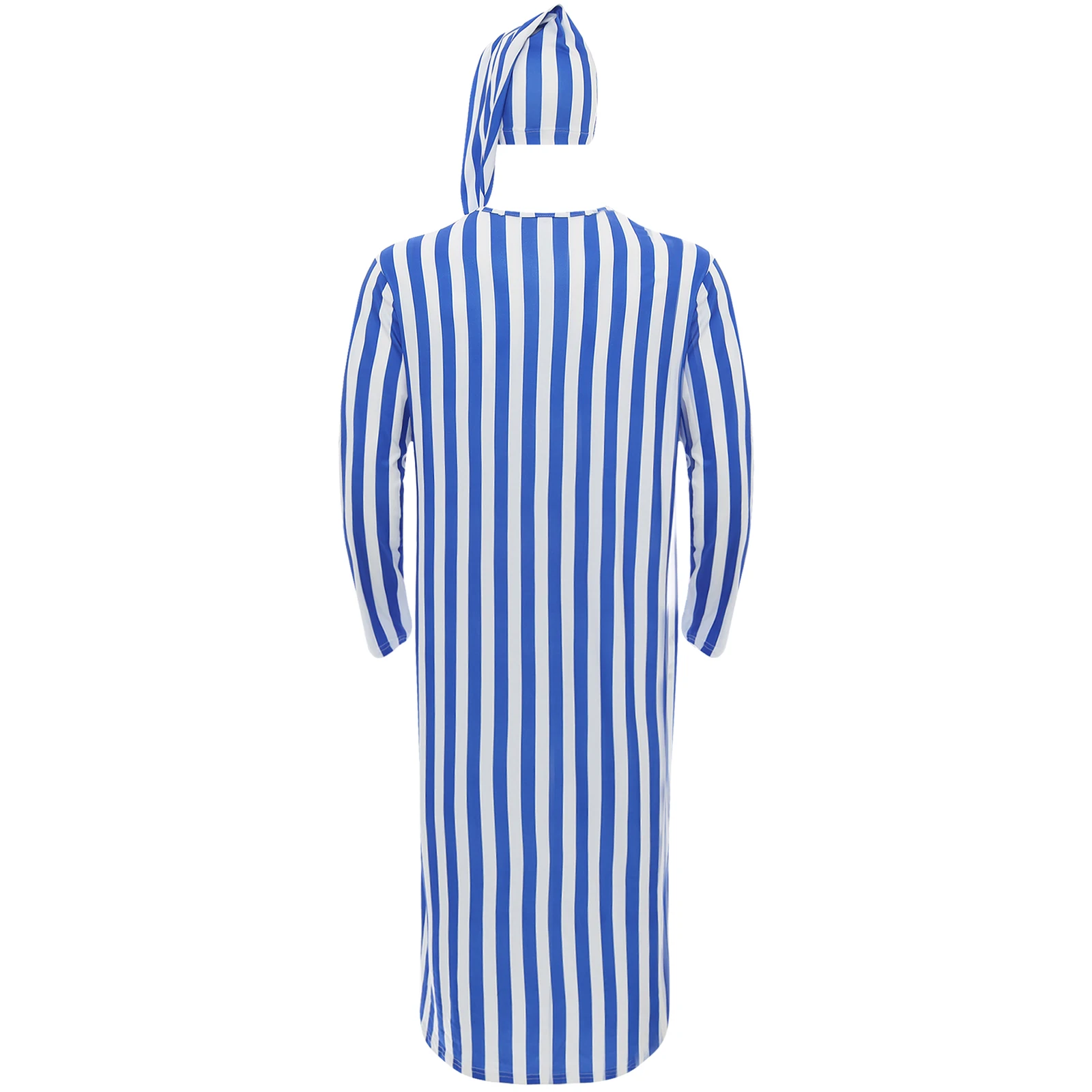 Mannen Kerst Gestreepte Slaap Gewaad Lange Mouw Lange Gewaad Nachthemden En Slaapmuts Pyjama Set Zachte Losse Nachtkleding Gewaad Nachthemd