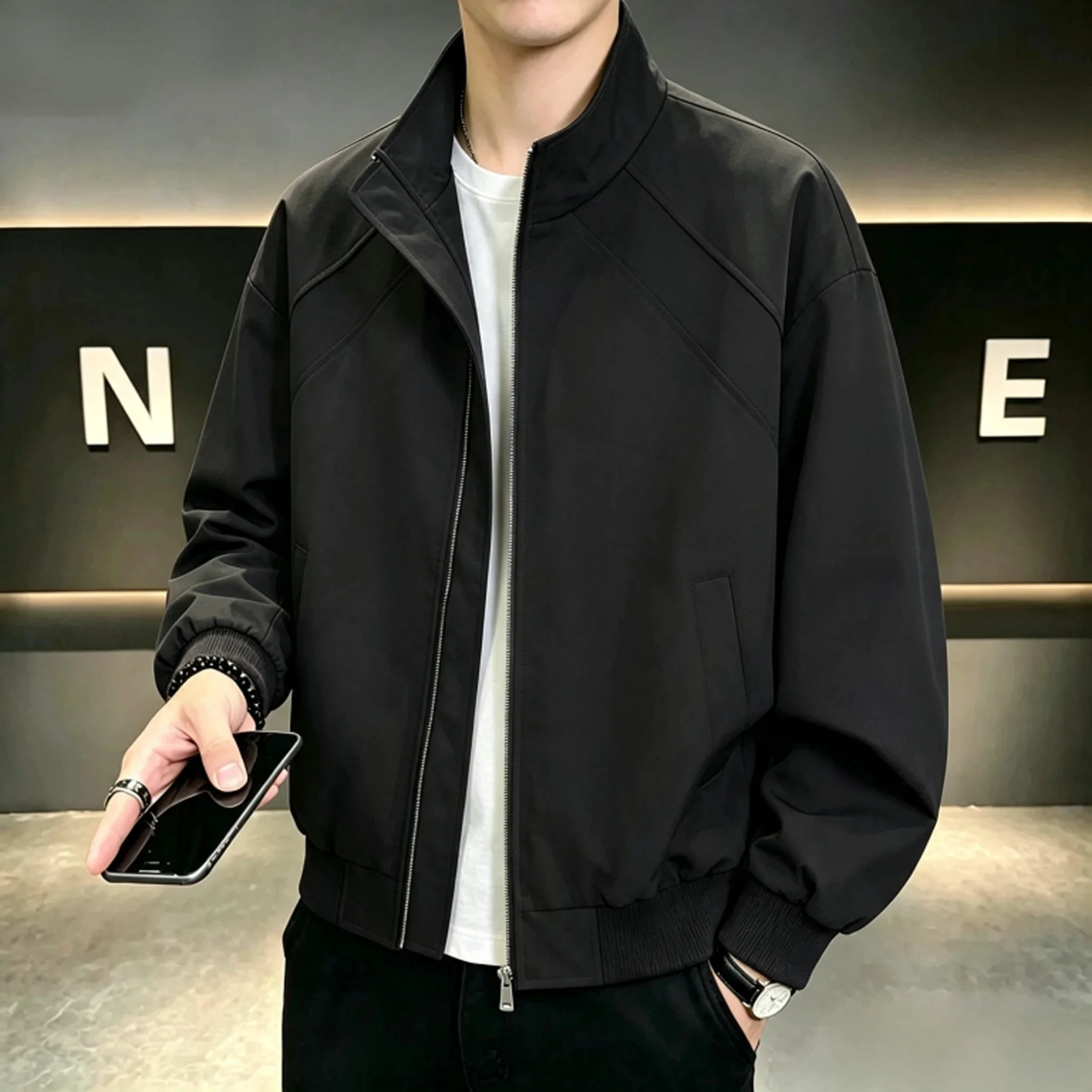 2026 Autumn Men's Button-Up Jacket - Simple and Fashionable Trendy Multi-Purpose Casual Youth Thin Coat