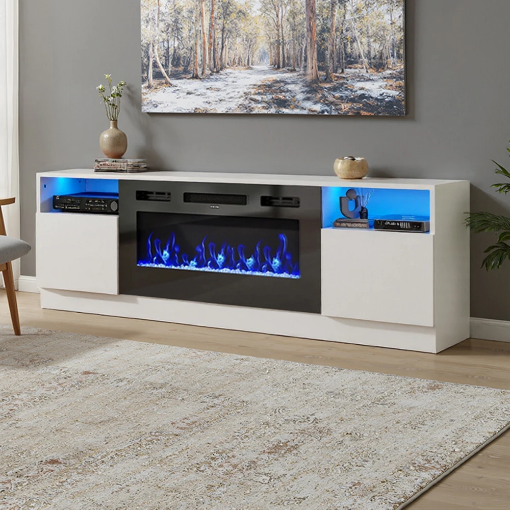 【Breeins】Recessed Electric Fireplace TV Stand with Closed Storage Home Decoration With Remote Modern