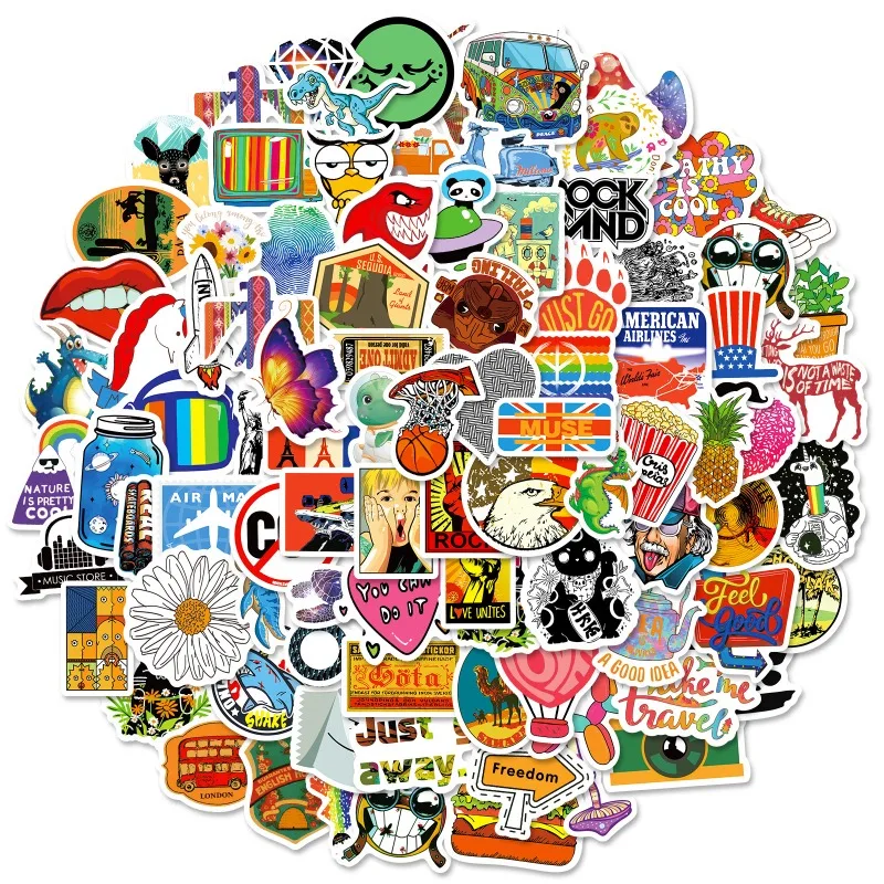 100 peças adesivos decorativos de graffiti criativos de personalidade de desenho animado