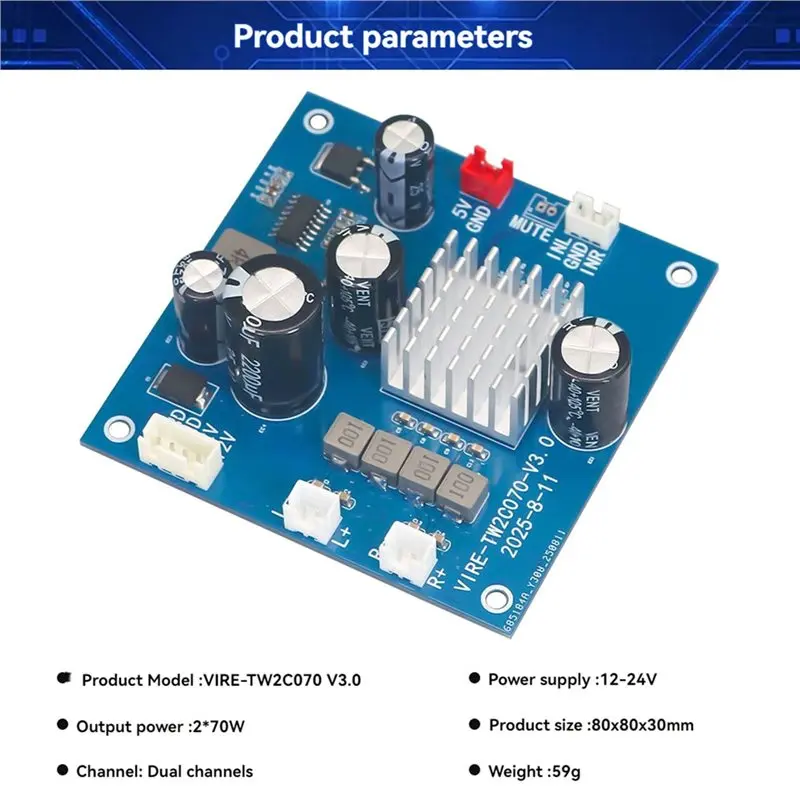 A42Z-TPA3116 Pure Digital Audio Power Amplifier Board 70Wx2 Stereo Class D Power Amplifier Motherboard Amplifier Sound Box