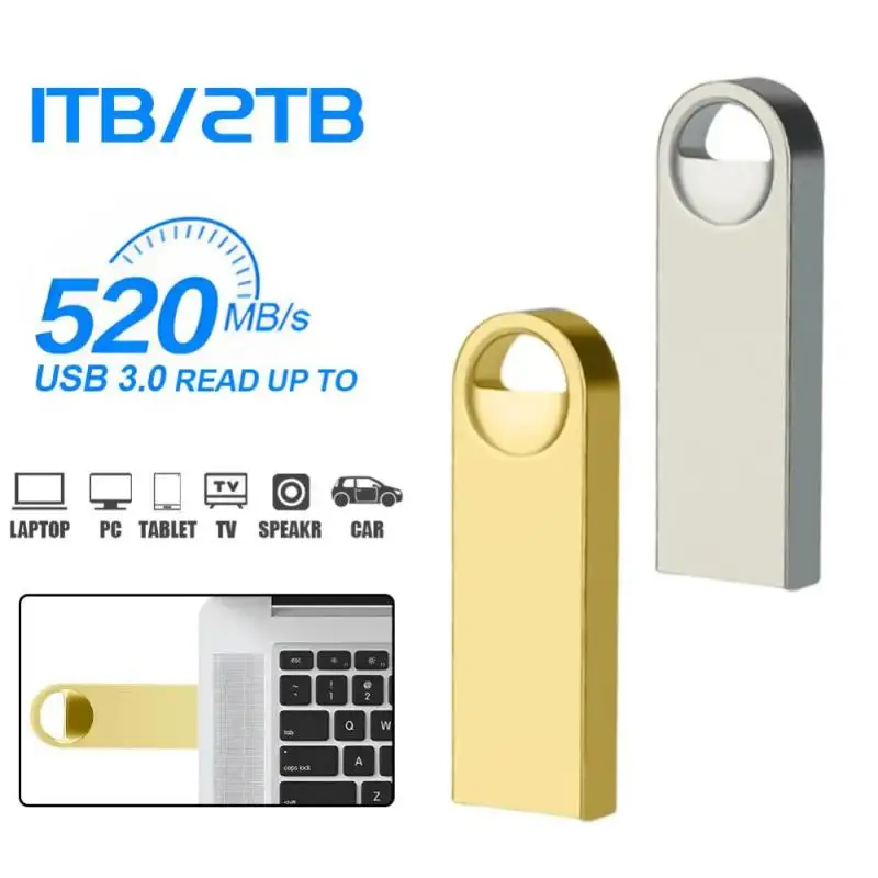 Flash Disk USB 2TB, 1TB USB 3.0 logam kecepatan tinggi Pendrive kapasitas nyata stik memori U Disk untuk PC TYPE-C adaptor