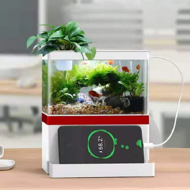 

Zaohetian Hot Selling Fish Tank Aquarium Turtle Goldfish Creative USB Interface Small Ecological Fish Tank