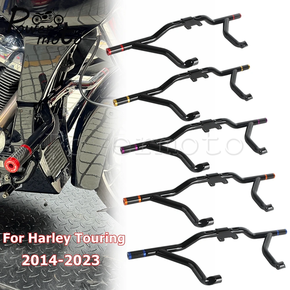 

For Harley Touring Highway Engine Guard Tube End Slider Front Bumper Frame Crash Bar Road King Electra Street Glide CVO 2014-24