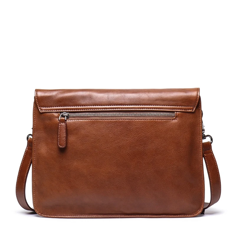 Crossbody Bags For Men Simple Vintage Popular First Layer Cowhide Hardware Magnetic Buckle Men's Flap iPad Clutch Shoulder Bag