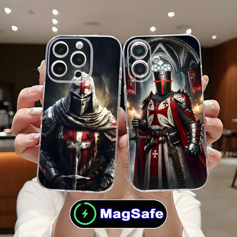 

Templar Knights Mobile Phone Case for iPhone 17 16 15 14 13 12 11 Air Pro Max Plus Mini Magsafe Clear Colorful Cover Cellphones
