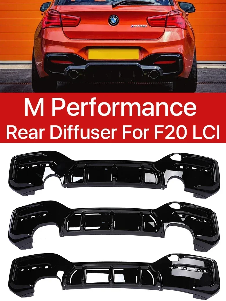 M Performance Competition CS Style Rear Bumper Diffuser M Sport Diffusor Spoiler Lip For BMW 1 Series F20 F21 LCI 2015 -2019