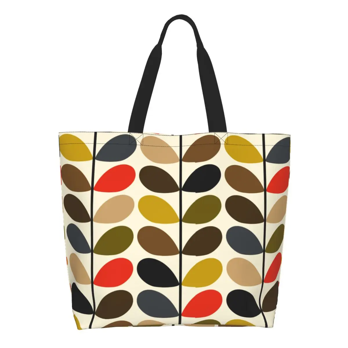 Orla Kiely Abstract Multi Stem Canvas Shopping Bag Big Capacity Grocery Mid Century Scandinavian Geometric Shopper Tote Bags