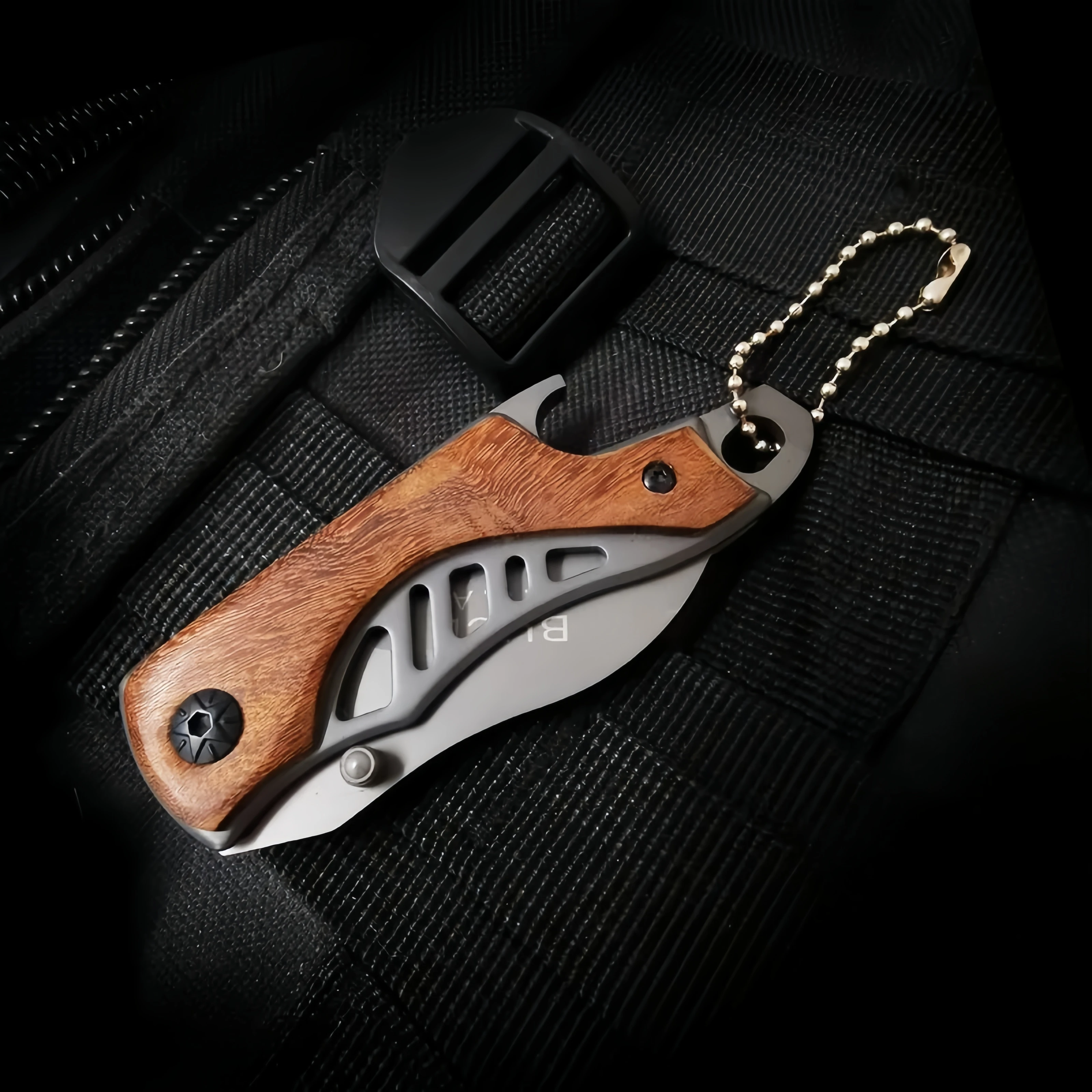 Colorful Wooden Handle Outdoor Mini Knife Stainless Steel Folding Knife Multi-functional Pocket Knife for Camping